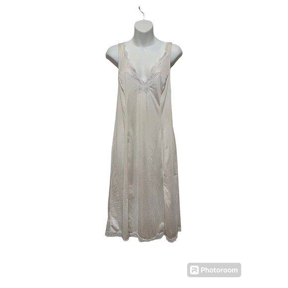 Vintage Cream Lace Nylon Midi Slip Dress Nightgown Jenelle Of California - Picture 2 of 9
